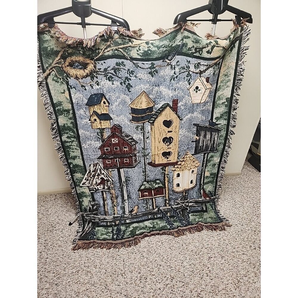 VINTAGE‎ BIRDHOUSES  Throw Blanket 63x46